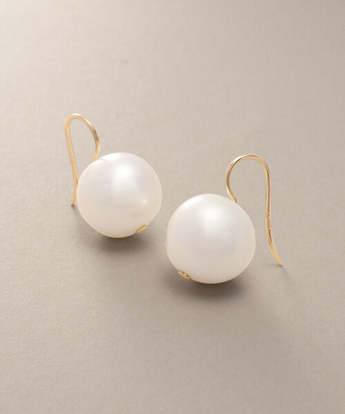 COCOSHNIK ピアス K10プランプパール フックピアス レディース