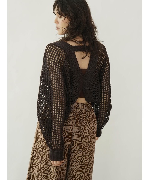カーディガン Crochet knit bolero レディース