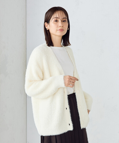 新品 Chillfar シャギーニットカーデ イエロー カーディガン 長袖 服 Chillfar（チルファー）の「シャギーニットカーデ（カーディガン