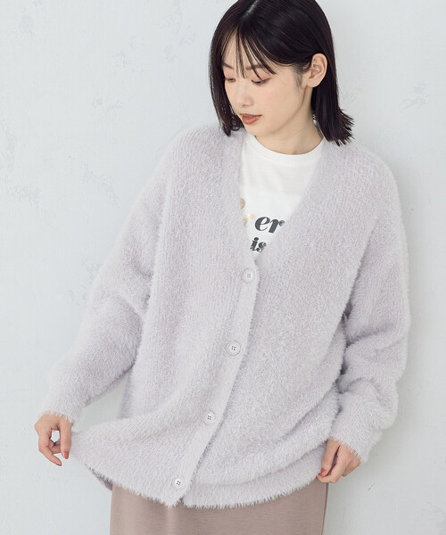 COMME CA ISM カーディガン シャギー カーディガン レディース