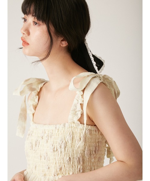 LILY BROWN シアージャカードフリルリボンワンピース LILY BROWN｜シアージャカードフリルリボンワンピース | Rakuten