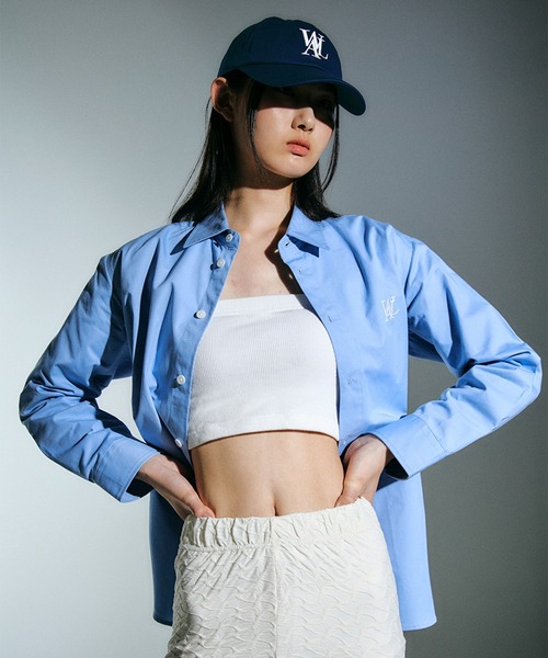 キャップ WOOALONG Signature Logo ball cap LEATHER BLUE WE1AAC101BL WOOALONG キャップ 帽子 「WOOALONG/ウアロン」Signature Logo