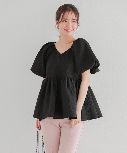 数量は多い  Fit more ジャガードカシュクールペプラムトップス レディース トップス