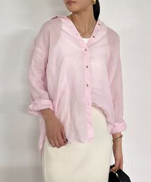 LOUNGEDRESS リネンバックタイシャツ ブラック　リネン100% 麻 LOUNGEDRESS（ラウンジドレス）の「リネンバックタイシャツ