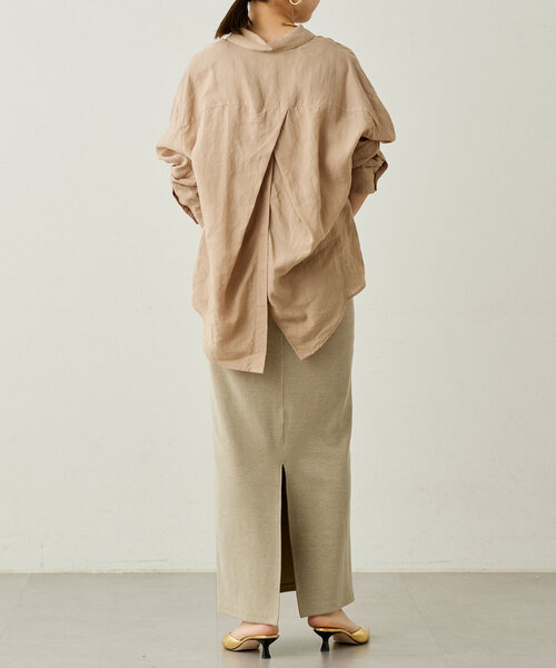Loungedress ブラウス シャツ リネンバックタイシャツ