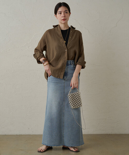 loungedress リネンバックタイシャツ 新同 Loungedress ブラウス シャツ リネンバックタイシャツ