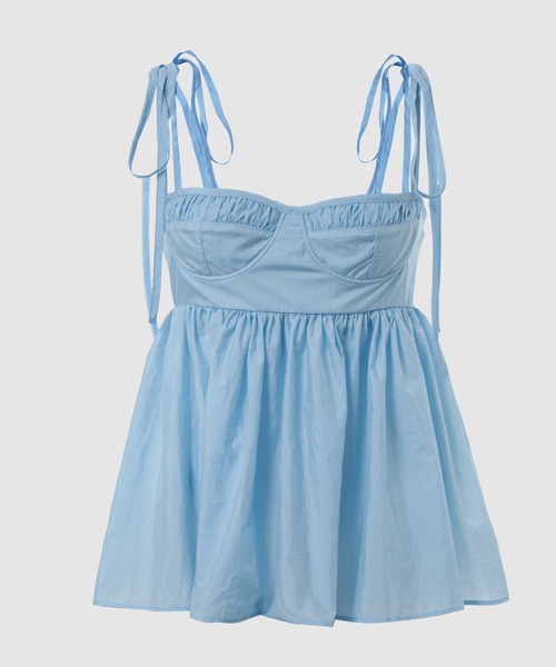 ブラウス シャツ BRALETTE TOP WITH VOLUMINOUS PEPLUM レディース