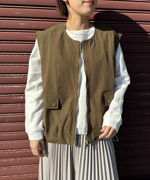 CRB ベスト ジレ ノーカラージップベスト レディース : ZOZOTOWN