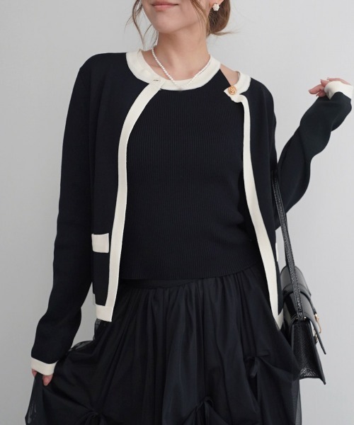 アンサンブル 配色ニットアンサンブル アンドクチュール AND COUTURE 配色ニットアンサンブル （オフ