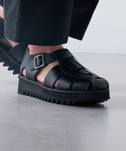 メンズ レザー 厚底 シャークソール グルカサンダル SFW｜メンズ ストリート 厚底シャークソール グルカサンダル