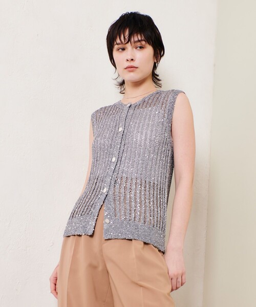 allureeville スパンコールニット allureville ニット セーター スパンコールメッシュプルオーバー