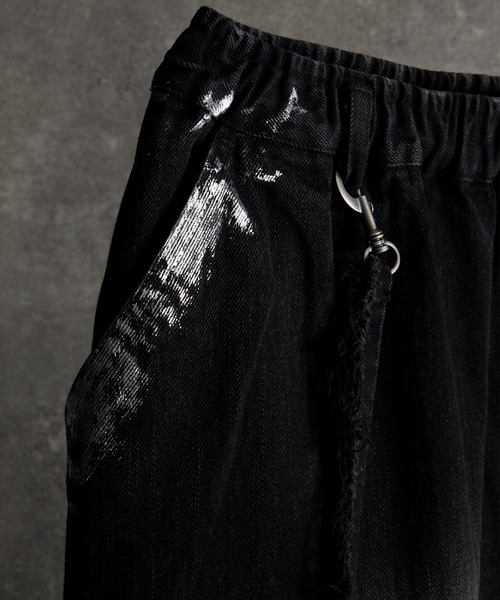panel suspender wide denim (waist gom)（デニムパンツ