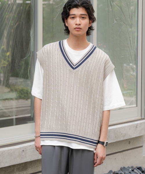 RESURRECTION レザレクション メンズ フルジップ ニットベスト XL SENSE OF PLACE by URBAN RESEARCH ベスト ジレ アゼアミ