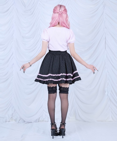 スカート AVENCHUMU Frill heart stone logo skirt Ribbon pocket studded sweat skirt – AVENCHUMU （アバンチュウム）