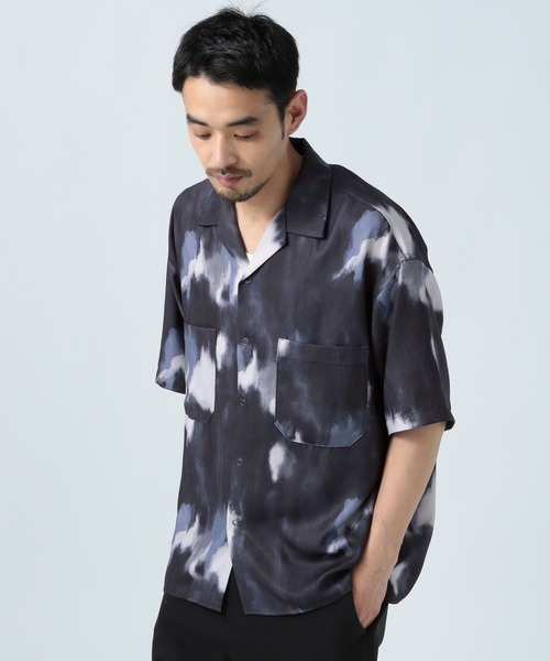BAYFLOW シャツ 「接触冷感」オープンカラー半袖柄シャツ メンズ