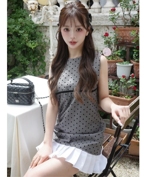darich ダーリッチ　フロッキードットノースリーブミニワンピース　ワンピース フロッキードットノースリミニワンピース – Darich (ダーリッチ)