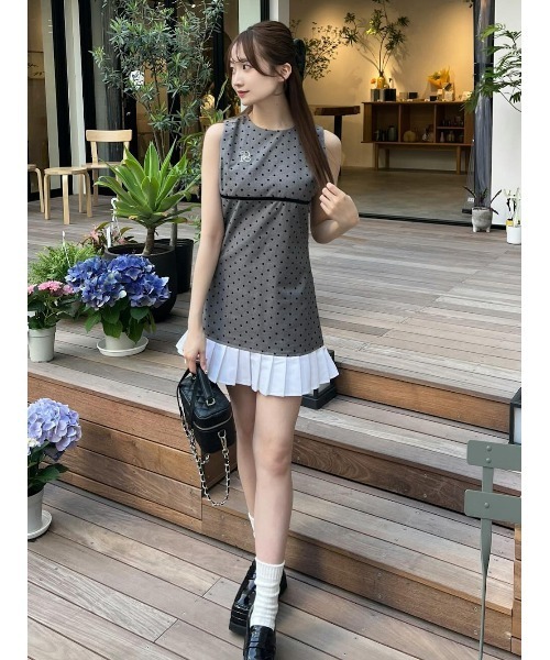 darich♡フロッキードットノースリミニワンピース フロッキードットノースリミニワンピース – Darich (ダーリッチ)