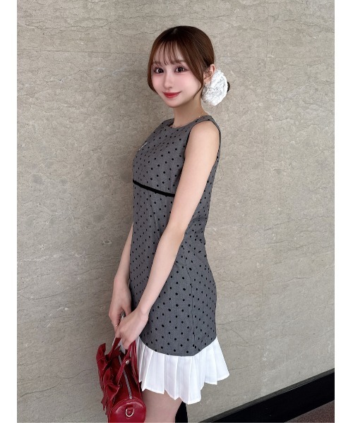 アメスリミニワンピースドット Darich ワンピース フロッキードットノースリミニワンピース