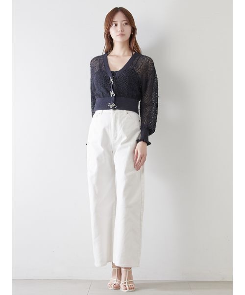 SNIDEL リボンビジューシアーカーディガン、リボンビジューボタンビスチェ SNIDEL（スナイデル）の「【WEB限定カラーあり】リボンビジュー