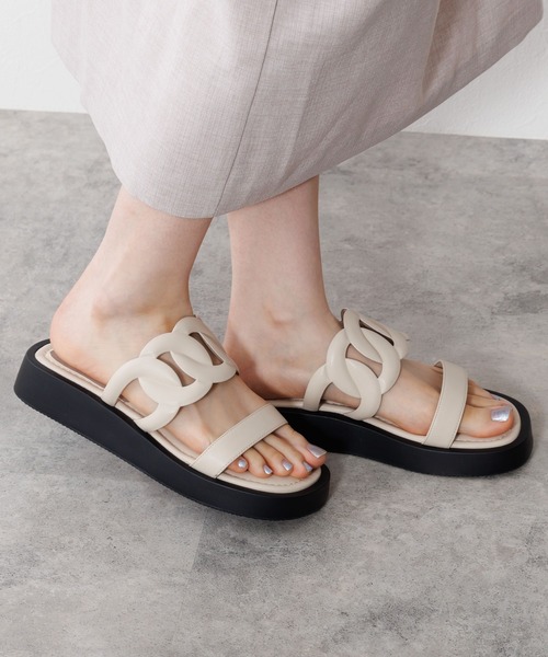 HIMIKO カットワークトラックソールサンダル 完売サイズＬ(24〜24.5) 再値下げ40％OFF》【25春夏新作】人気急上昇◇カットワーク