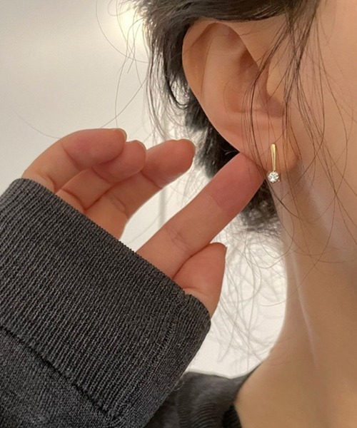 フックピアス yu-ka ピアス YU-KA:ワンポイントジルコニアフックピアス one point