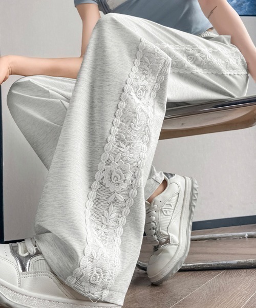 DIAVEL スウェットパンツ ジャージ 「新色追加」レース切替フラワー