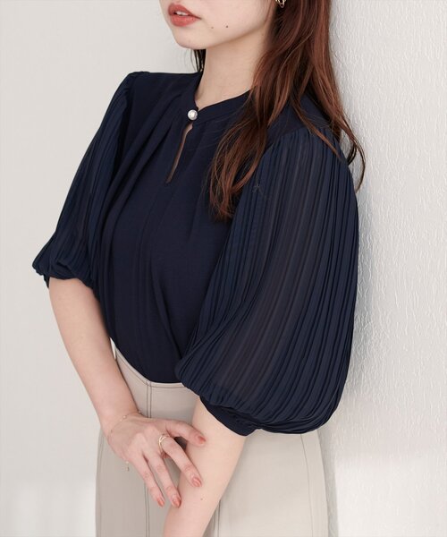 natural couture ブラウス シャツ 「WEB限定」プリーツスリーブきれい 