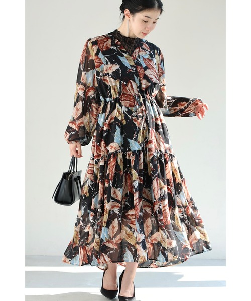 美品 tadashi shoji 花びらのようなワンピース フリル ネイビー 0