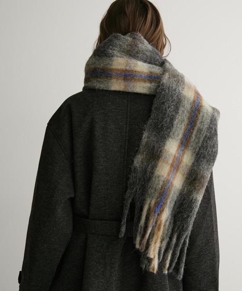 LOSCa マフラー ストール ウール混チェックマフラー レディース