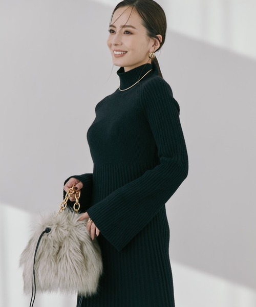 anuans（アニュアンス） ニットワンピース FREE ブラック レディース