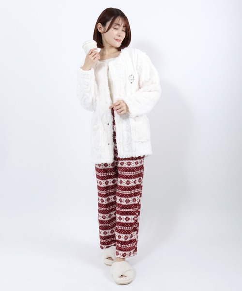 Sweet Drops パジャマ ルームウェア ケーブル編み模様のボアフリース