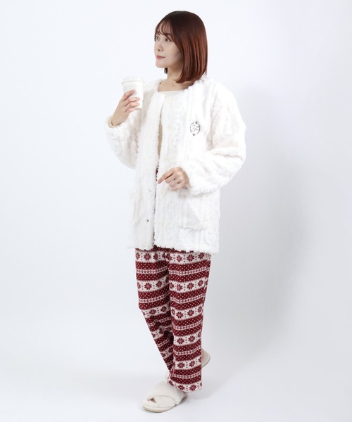 Sweet Drops パジャマ ルームウェア ケーブル編み模様のボアフリース