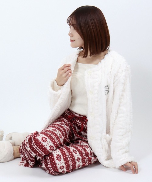 Sweet Drops パジャマ ルームウェア ケーブル編み模様のボアフリース