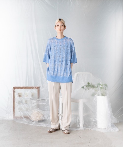 「mintdesigns」 半袖ニット 2 ホワイト レディース_画像2