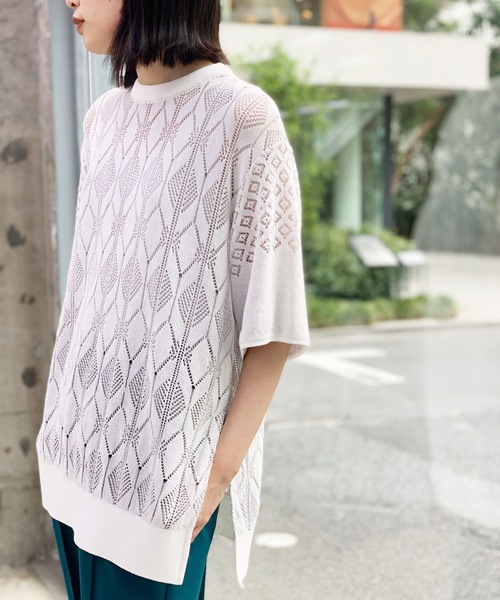 「mintdesigns」 半袖ニット 2 ホワイト レディース_画像3