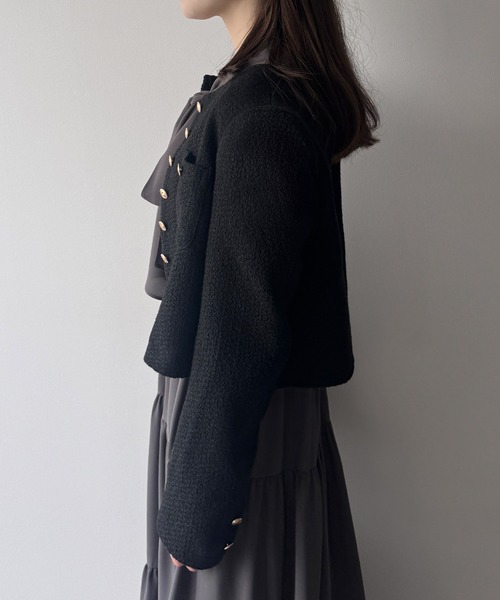 「mipiarl」 ノーカラージャケット MEDIUM ブラック レディース_画像7