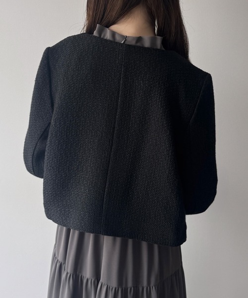 「mipiarl」 ノーカラージャケット MEDIUM ブラック レディース_画像8