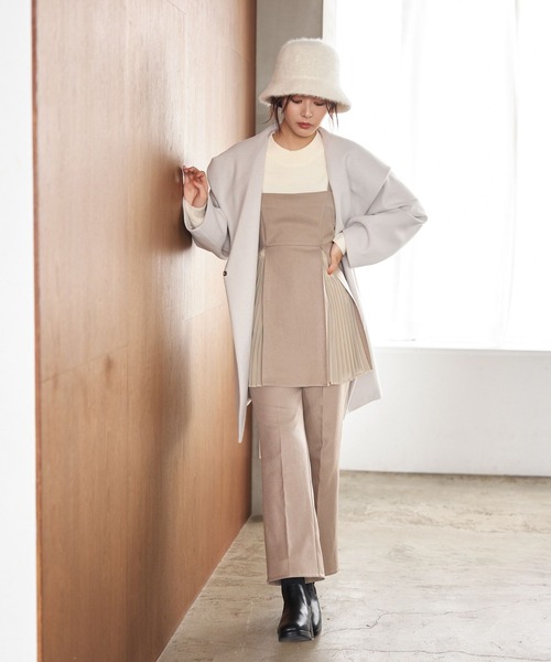 「mysty woman」 スラックス FREE チャコールグレー レディース_画像3