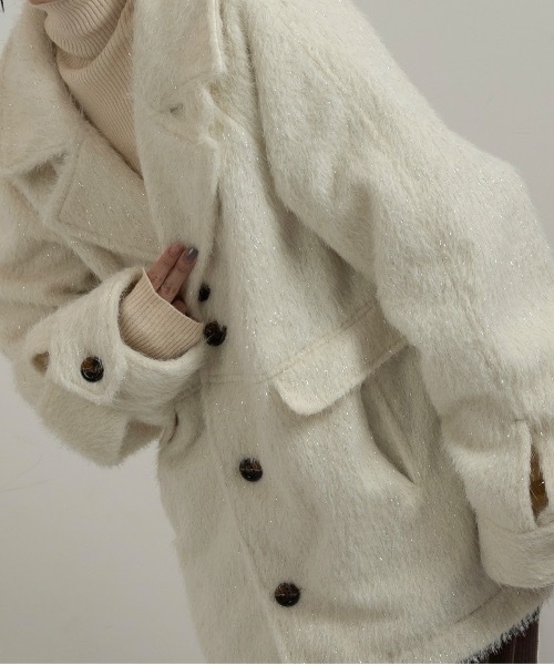 ジャケット・アウター lawgy/2way neck front double point coat lawgy（ラウジー） コート アウター 2way shaggy random button coat