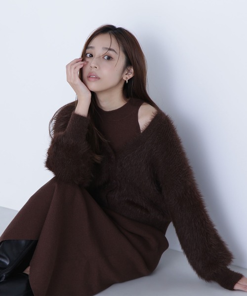 「NATURAL BEAUTY BASIC」 ノースリーブワンピース M ベージュ レディースの画像