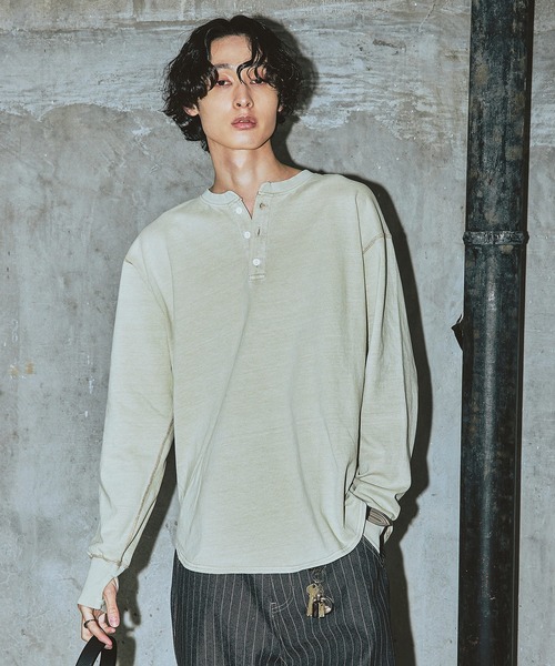 Bleme tシャツ ヴィンテージデザイン ヘンリーネック ロンT メンズ