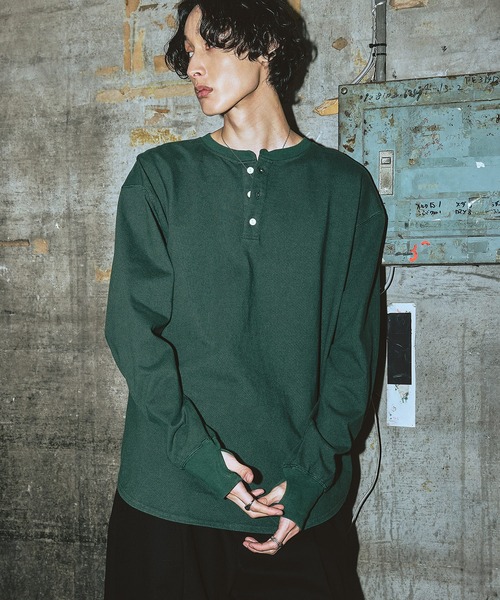 Bleme tシャツ ヴィンテージデザイン ヘンリーネック ロンT メンズ