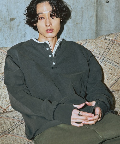 Bleme tシャツ ヴィンテージデザイン ヘンリーネック ロンT メンズ