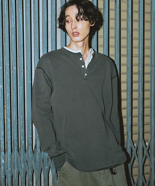 Bleme tシャツ ヴィンテージデザイン ヘンリーネック ロンT メンズ