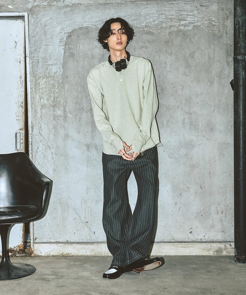 Bleme tシャツ ヴィンテージデザイン ヘンリーネック ロンT メンズ