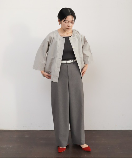 ワイドパンツ パンツ 強撚ナチュラルストレッチ　ワイドパンツ レディースの画像