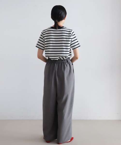 ワイドパンツ パンツ 強撚ナチュラルストレッチ　ワイドパンツ レディースの画像