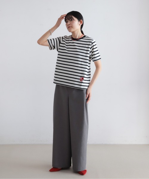 ワイドパンツ パンツ 強撚ナチュラルストレッチ　ワイドパンツ レディースの画像