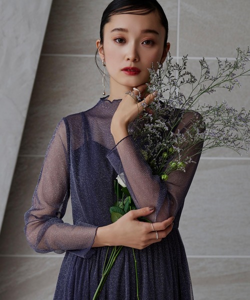 「RUIRUE BOUTIQUE」 長袖ワンピース LL ブラック レディースの画像