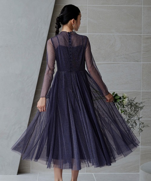 「RUIRUE BOUTIQUE」 長袖ワンピース LL ブラック レディースの画像